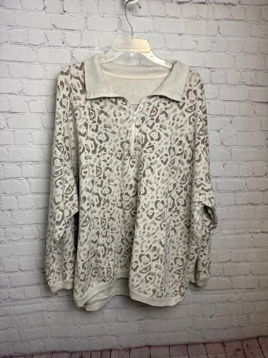 Aerie leopard print sweater pullover quarter zip lounge active XL mobwife - Picture 2 of 6